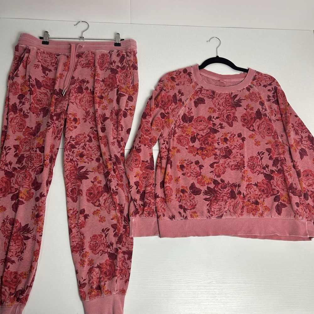 Old Navy Sweatsuit 2 piece Set Womens Size Medium Pink Rose Sweatshirt & Joggers